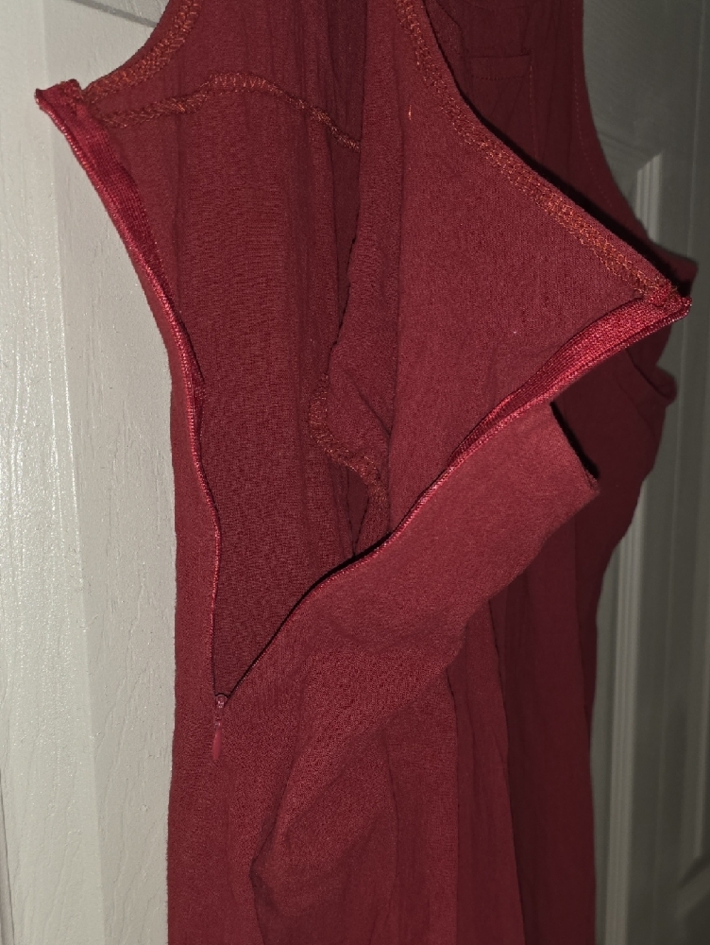 Women's Rose Red Cotton Blend Overalls Jumpsuit - Picture 4 of 7